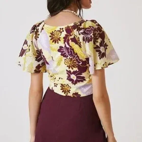Maeve Floral Yellow and Purple Top - Picture 3 of 7